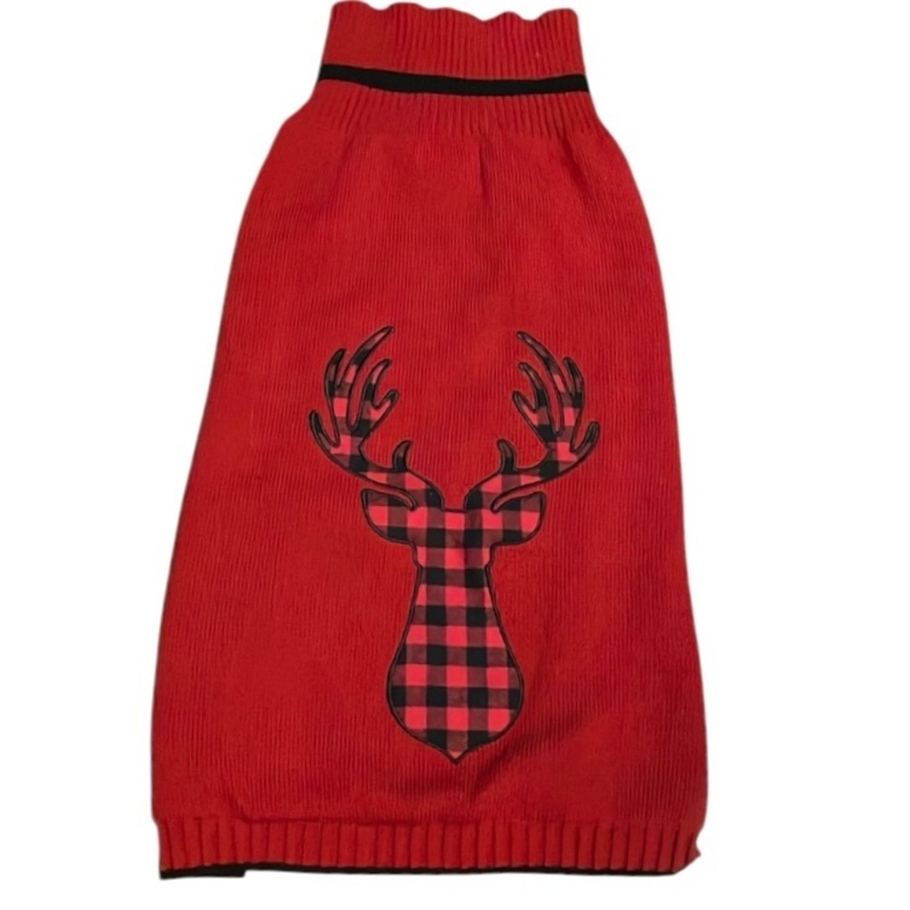 Telluride Dog Sweater Reindeer Elk Plaid Red Size XXL